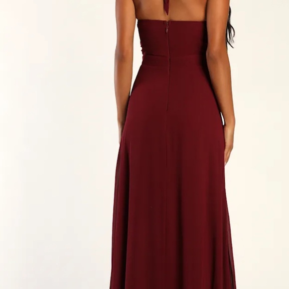 Lulus Truly Delightful Burgundy Halter Maxi Dress Red - Size XL - Picture 3 of 3